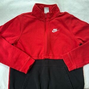 Nike Color Block Pullover Red/Black 1/4 zip Sweatshirt